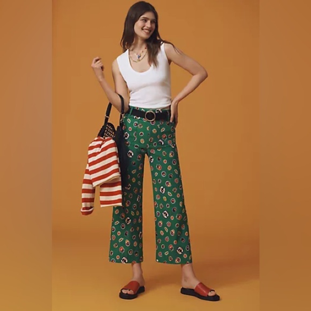 Anthropologie: The Colette Ruffled Cropped Wide-Leg Pants by Maeve.